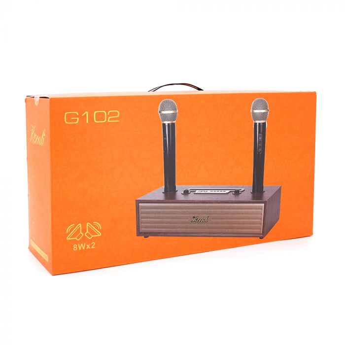
					Колонка Kisonli G102 Bluetooth 5.3,Two microphone, 2х8W, 1800mAh, USB/TF/BT/AUX, DC: 5V, BOX, Wooden, Q8