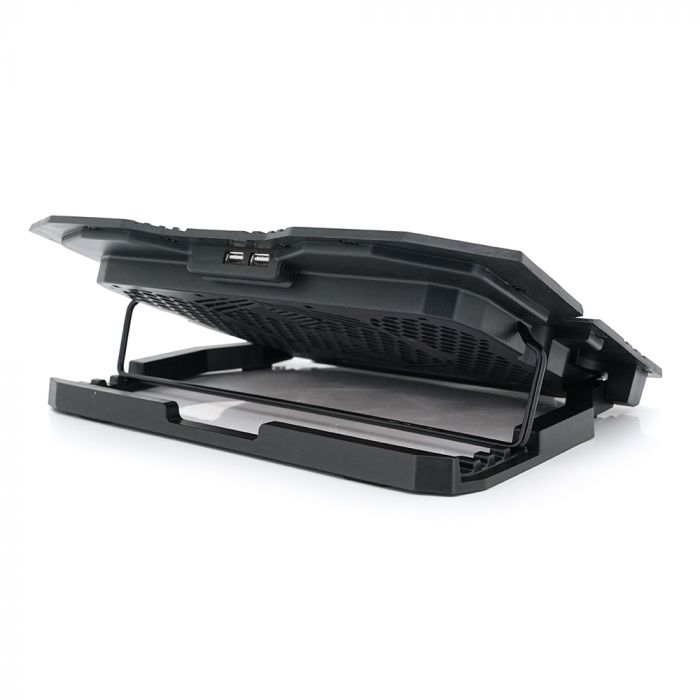 
					Підставка під ноутбук IceCoorel K5, 10-17", 4*100mm 1400±10% RPM + 4*70mm 2500±10%RPM, корпус пластик+алюміній, 2xUSB 2.0, 365x297x30mm
