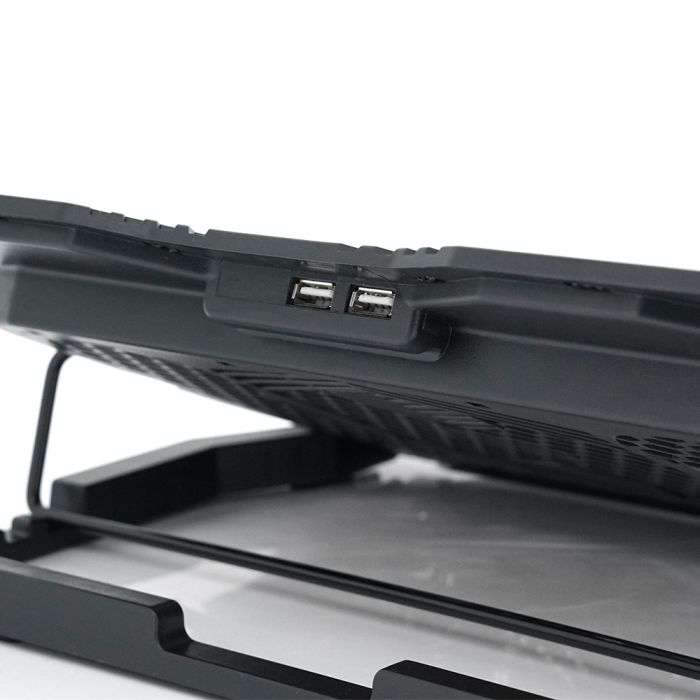 
					Підставка під ноутбук IceCoorel K5, 10-17", 4*100mm 1400±10% RPM + 4*70mm 2500±10%RPM, корпус пластик+алюміній, 2xUSB 2.0, 365x297x30mm