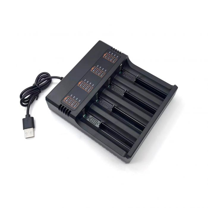 
					Зарядний пристрій MS-5DP4, 4 канали, 18650/26650/21700, 4.2V/4000mAh, живлення від USB