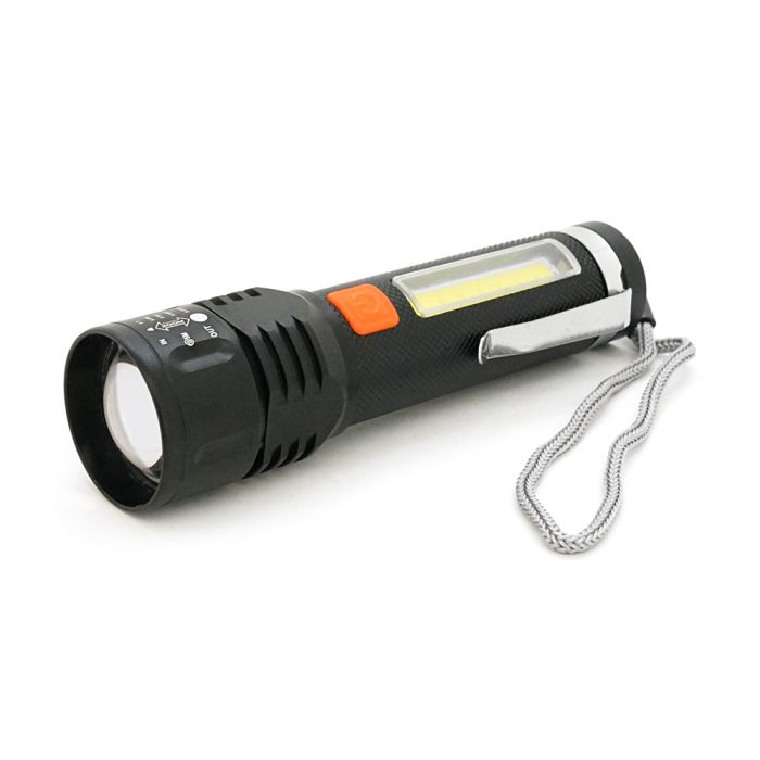 
					Ліхтарик XP-P50-P12, 3+1 режим, корпус алюмінієвий, вбудований акум, USB кабель, BOX
