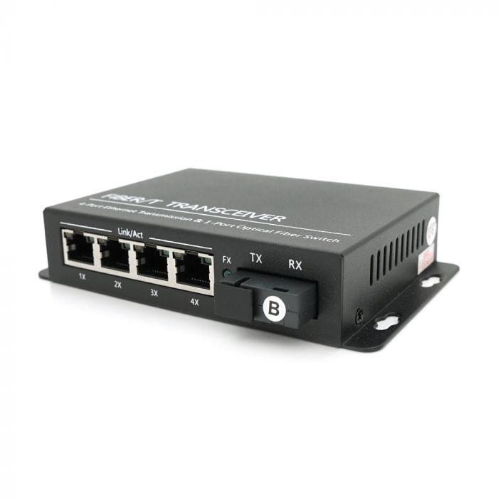 
					4х портовий медіаконвертор ONV-0110S-SCX-S4-B, 4*100М RJ45 + 1*SC порт (1310/1550nm, 20km)