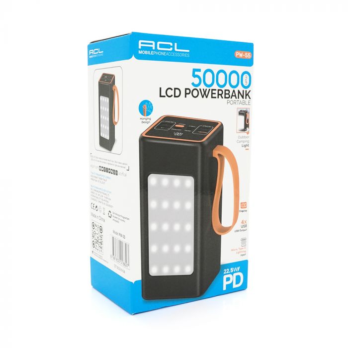 
					Powerbank ACL PW-55 50000mAh, PD 22.5W, Black, Box