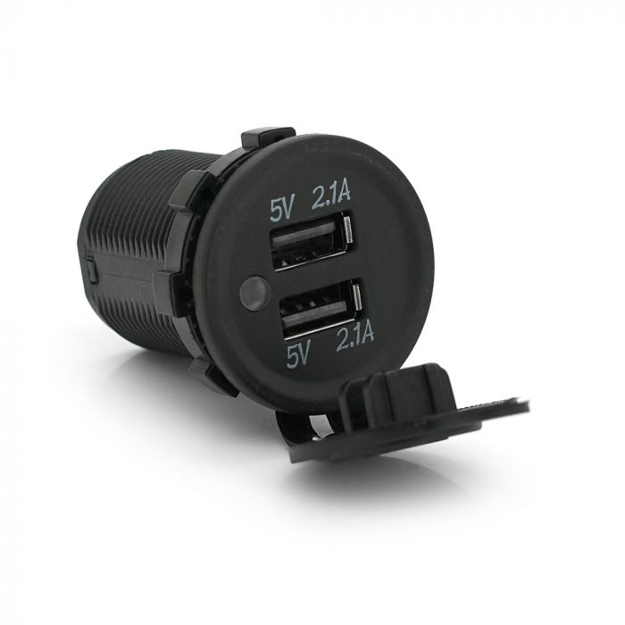 
					Гніздо Авто прикурювача врізне 5V 2.1A, індикатор+ кришка, корпус пластик