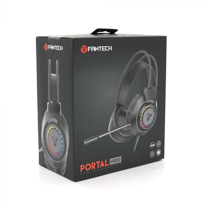 
					Ігрові навушники з мікрофоном Fantech HQ55 PORTAL, 7.1-Channel, RGB, Black, Color Box