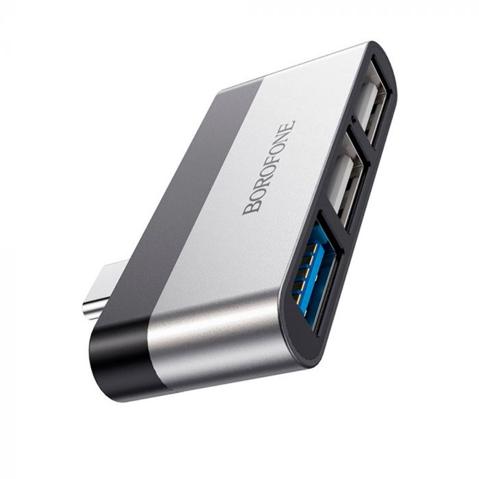
					Перехідник BOROFONE DH1 Type-C(Male) - USB3.0+2*USB2.0, Black, Box
