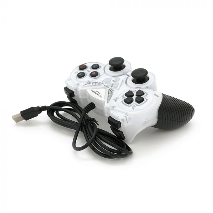 
					Геймпад Brazzers BR-8600 провідний для ПК, USB 2.0, Double Shock, White, Blister