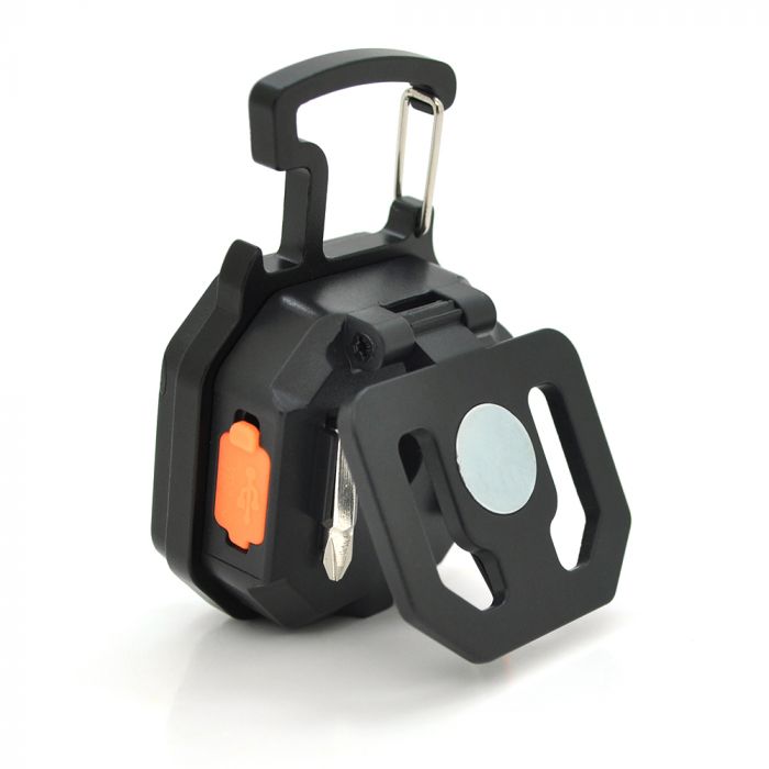 
					Ліхтар Multifunctional LL-201-COB(White+Yellow+Red), multitool, вбудований акумулятор,прикурювач, USB кабель, магніт, карабін, 66грам, Box