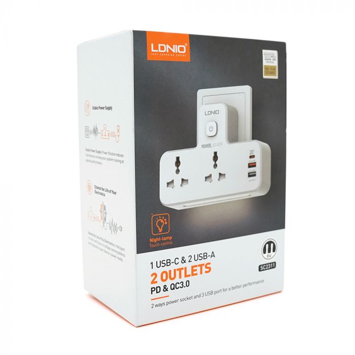 
					Мережевий фільтр LDNIO SE2311, 4 Розетки + 4 USB, 2 м, перетин 3х0, 75мм, White, Box
