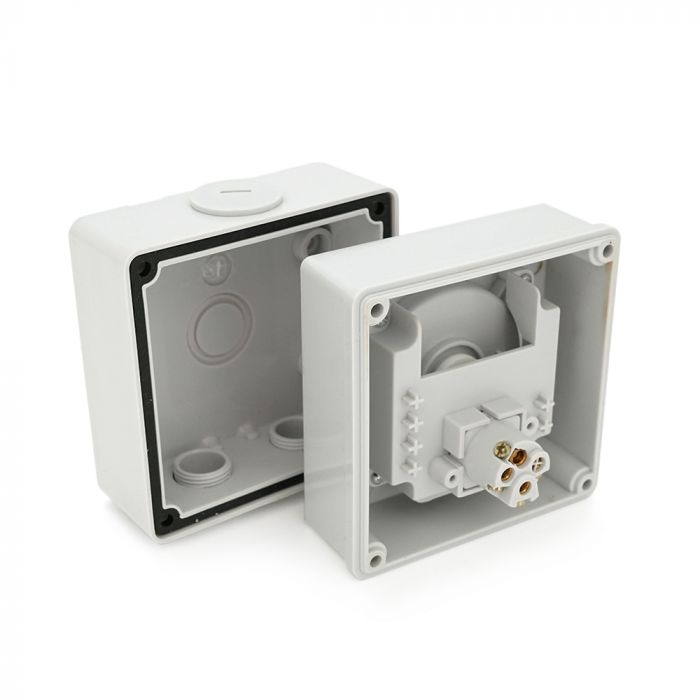 
					Вимикач зовнішнього монтажу, двосторонній висновок, IP65, AC:250V, 16A, Grey