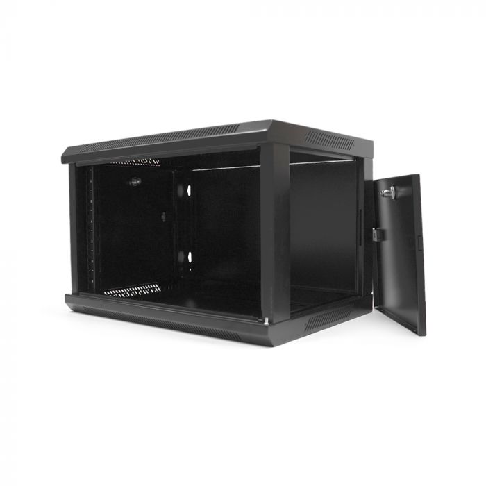 
					Шафа Merlion 6U, 600*350*367 (Ш*Г*В) мм загартоване скло, чорна, сталь 1,2мм, із замком (у розібраному вигляді!!!), Black