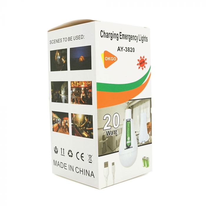 
					Лампочка з акумуляторами 2*18650 Emergency Led Bulb, 15W, E27, 1000K, Box