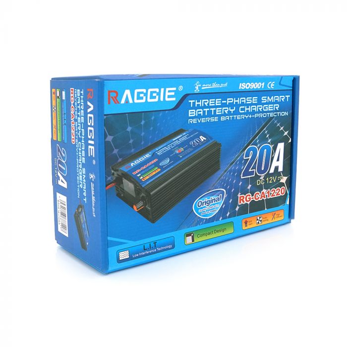 
					Зарядний пристрій RAGGIE RG-CA1220A для акумулятора 12V-20A, крокодили, Q16