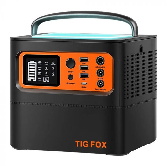 
					Портативне джерело живлення Tig Fox T500, потужність 540Вт, ємність 54000mAh, 210*190*190 мм, 5.5 кг