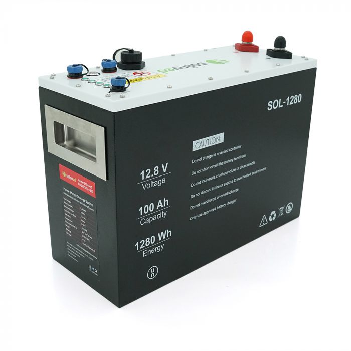 
					Акумуляторна батарея SOLINVED LiFePO4 12,8V 100Ah, 360x140x250mm, Black, 12.5kg