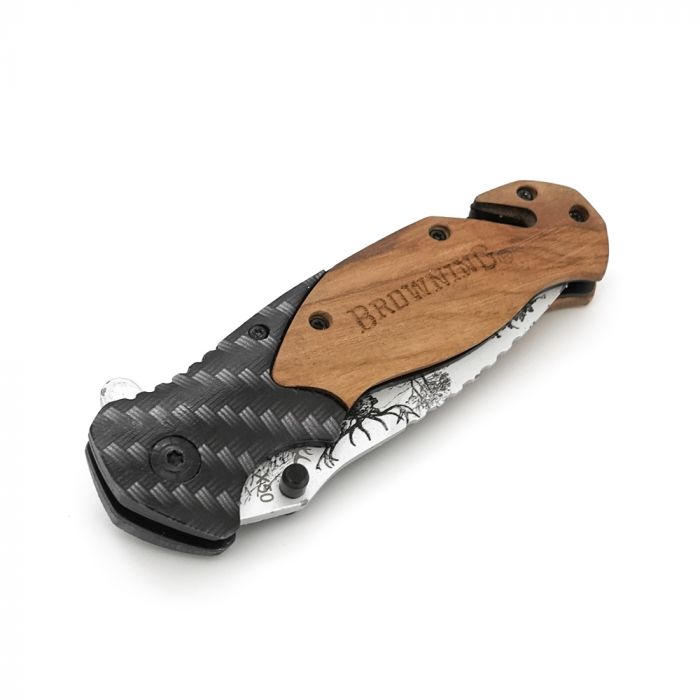 
					Ніж складний Browning-X50-3D, ручка сталь + карбон + дерево, довжина 206 мм, 250 гр, Box
