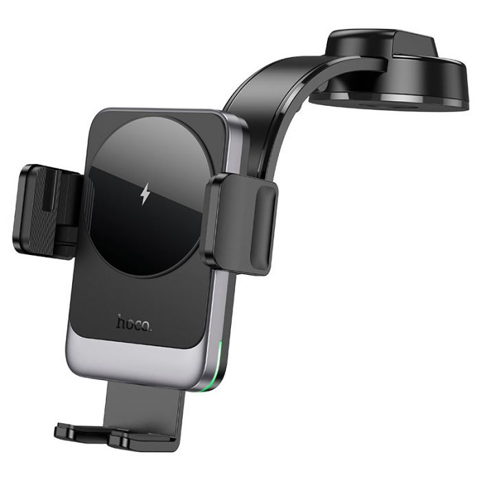 
					Автоутримувач HOCO HW14+ Wireless Charging 15W, кріплення на торпеду, затискач 55-90мм, Black, Box