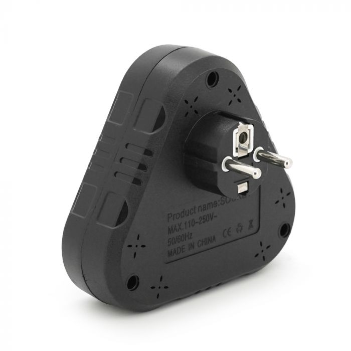 
					Розетка трійник із заземленням F202-Black, 2 розетки+3USB(1А), 2500W, 10A, 110-250V~Max, Blister