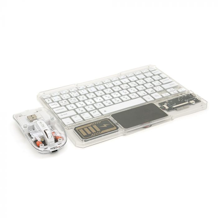
					Бездротовий комплект YT-KB333 (KB+Mouse), (Eng / Pyc), 2.4G, 78 клавіш, White/Transparent, Box