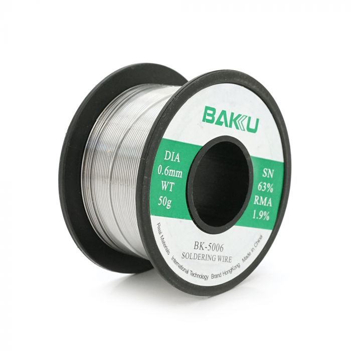 
					Припій BAKKU BK-5006 0,6mm (Sn 63%, Pb 35.1%, rma1.9%)