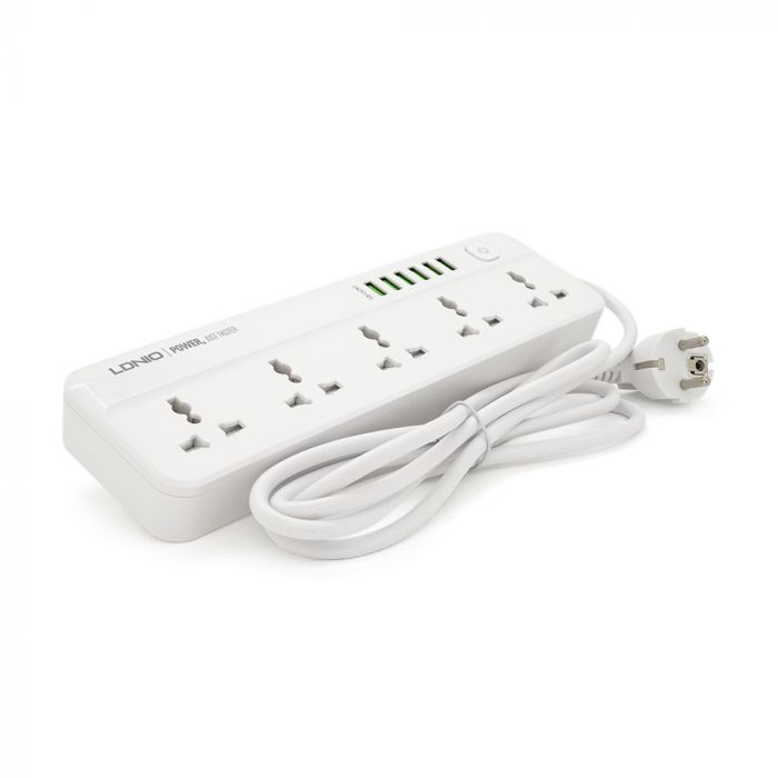 
					Мережевий фільтр LDNIO SС5614, 5 Розеток + 6 USB, 2 м, перетин 3х0, 75мм, White, Box