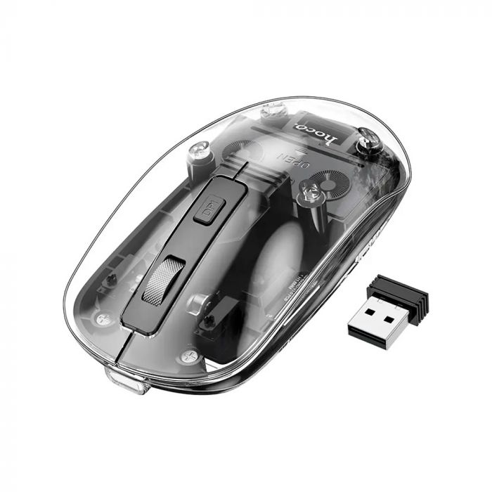 
					Миша бездротова HOCO GM29, 1600DPI, 2.4GHZ, Black/Transparet, Blister