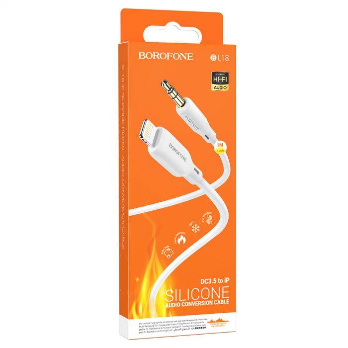 
					Кабель Borofone BL18 DC3.5 (тато) => Lighting (тато), круглий, 1м, White, Box