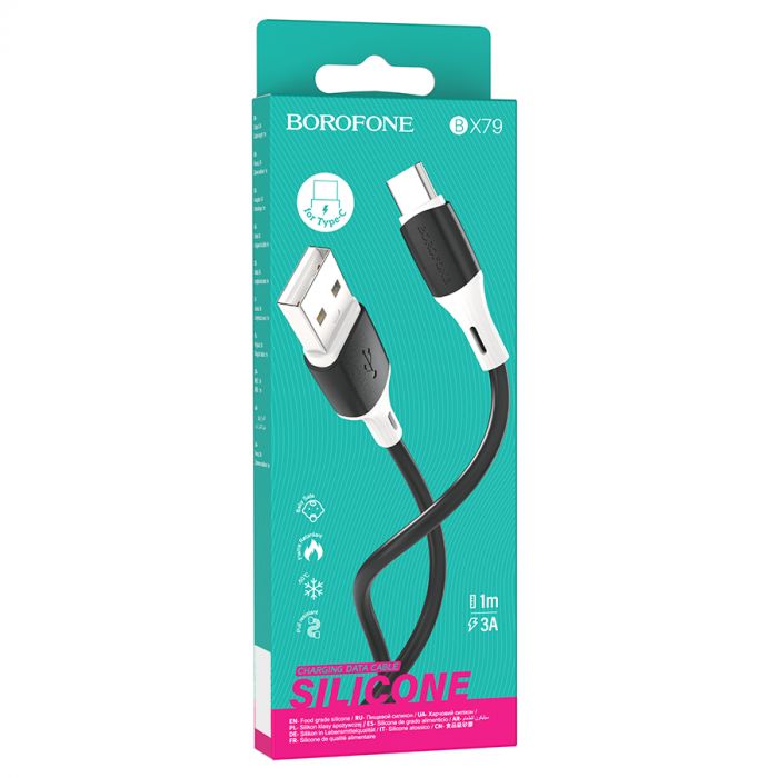 
					Кабель Borofone BX79, Type-C-USB, 3A, довжина 1м, Black, BOX