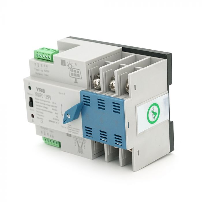 
					Автомат введення резерву (АВР) триполюсний YRQ2PC-125PV, 400V/125A на DIN-рейку для інверторів